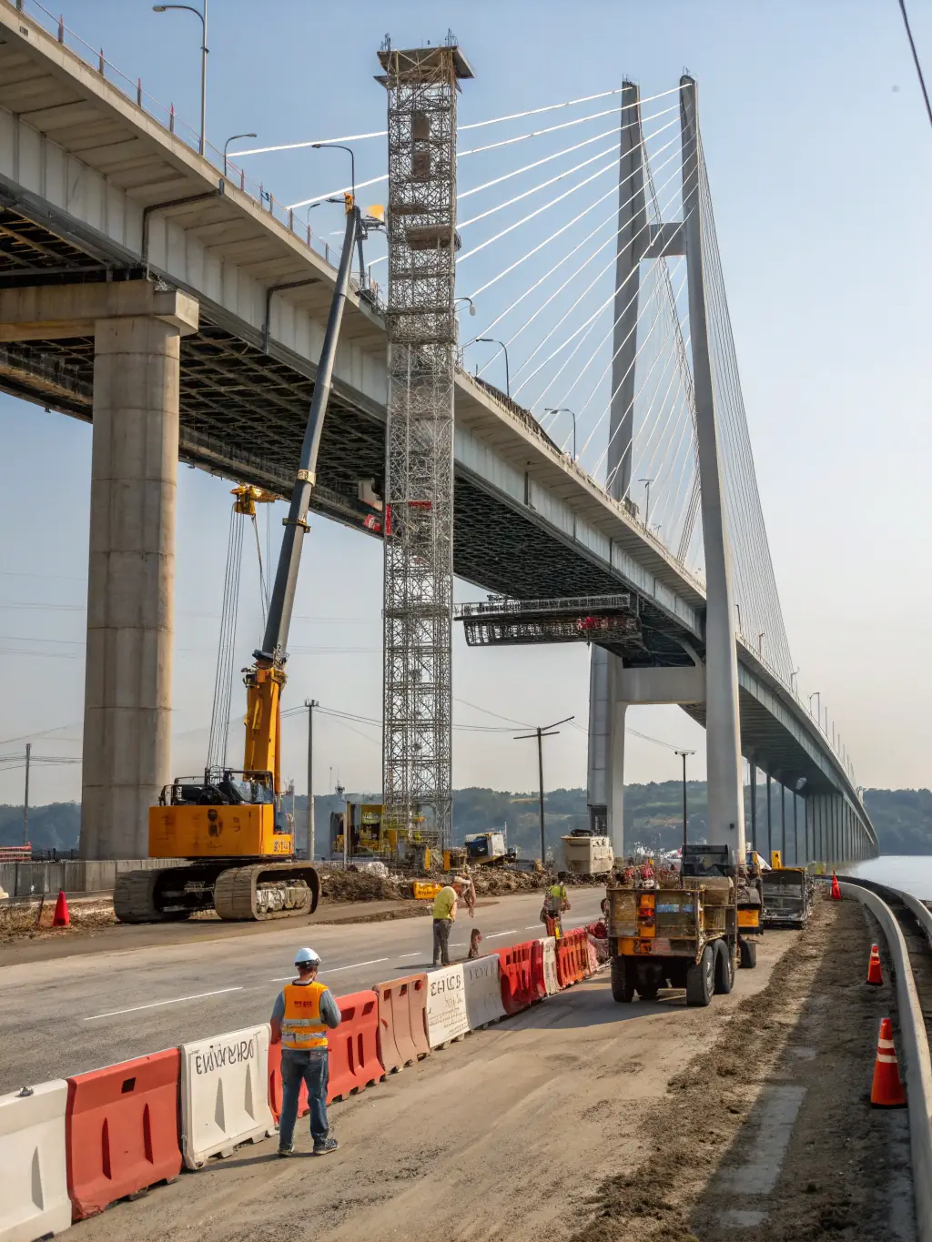 An aerial view of a large infrastructure project, such as a bridge or highway, in South Africa, symbolizing Contractorbase's involvement in infrastructure development.